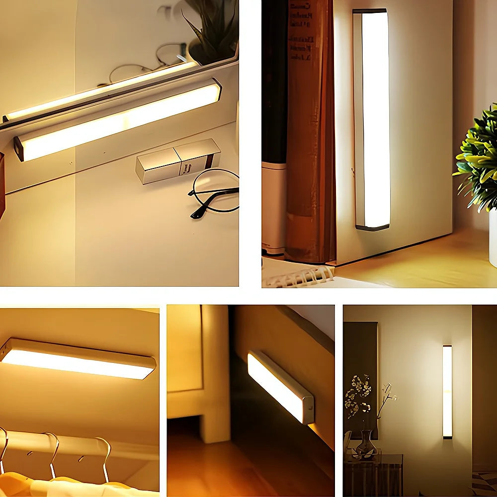 Wireless LED Motion Sensor Night Light – USB Rechargeable, Magnetic Strip Lamp for Closet, Kitchen, Bedroom & Hallways – 10–50cm | Futahome