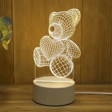 3D Creative Bear LED Night Light – USB Acrylic Lamp for Bedroom, Holiday & Gift Decor | Futahome